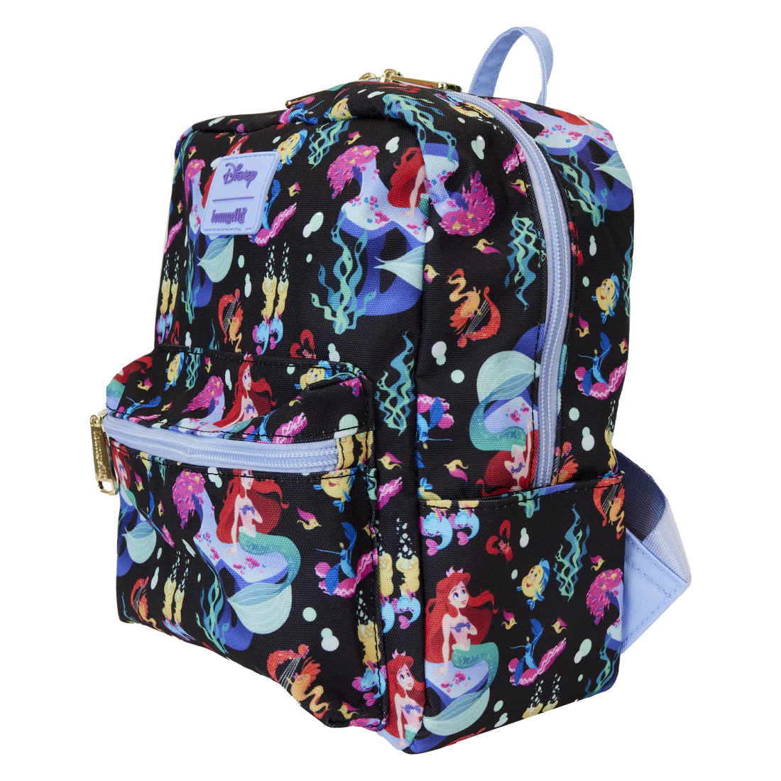 Loungefly Disney Licensed Nylon Mini Backpack for The Little Mermaid 35th Anniversary Featuring 'Life Is The Bubbles' All-Over Print