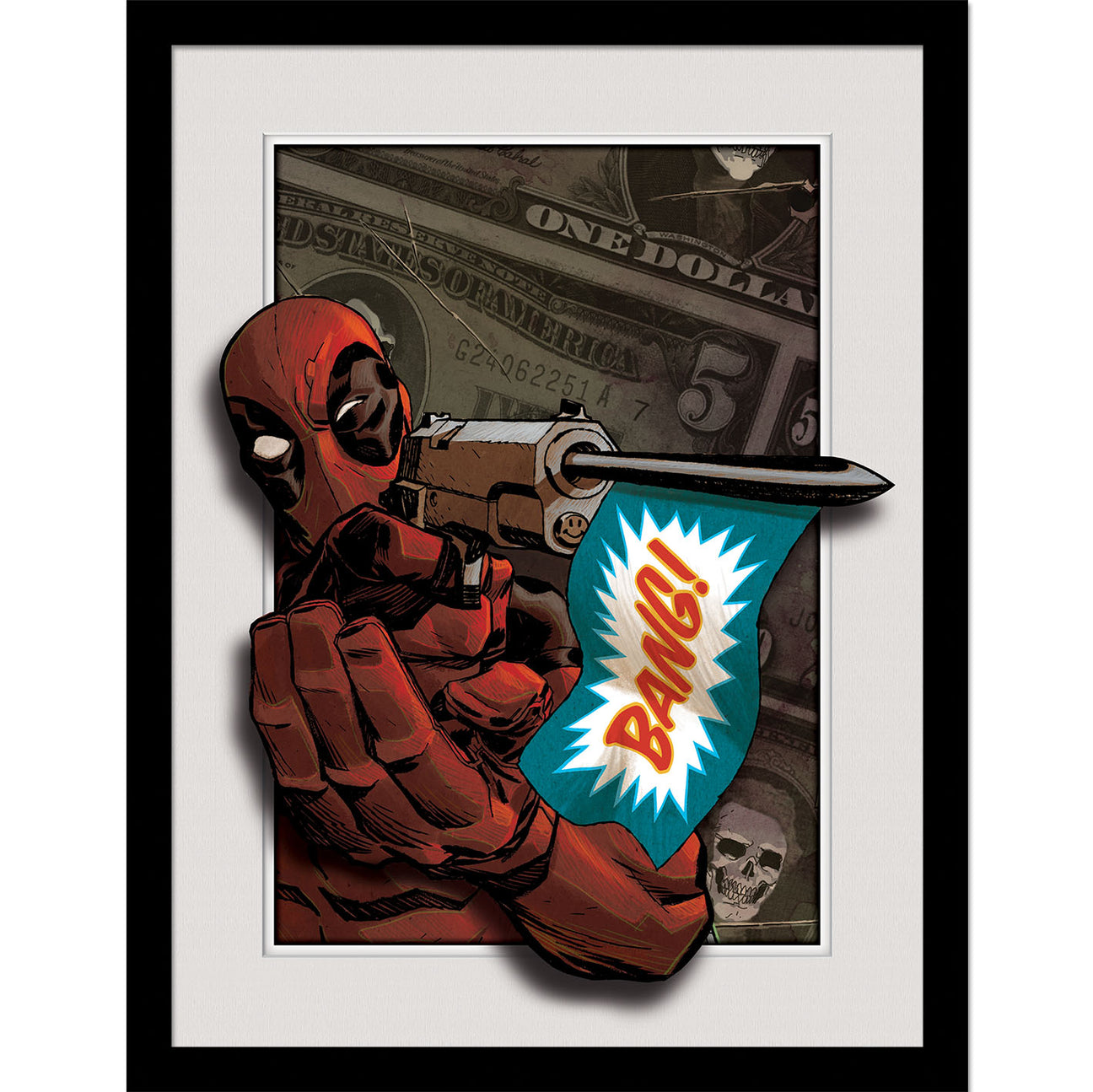Marvel Comics Deadpool (Bang!) Breakout 3D Effect Framed Art Collector Print - High - Quality 30 x 40 cm Wall Decor