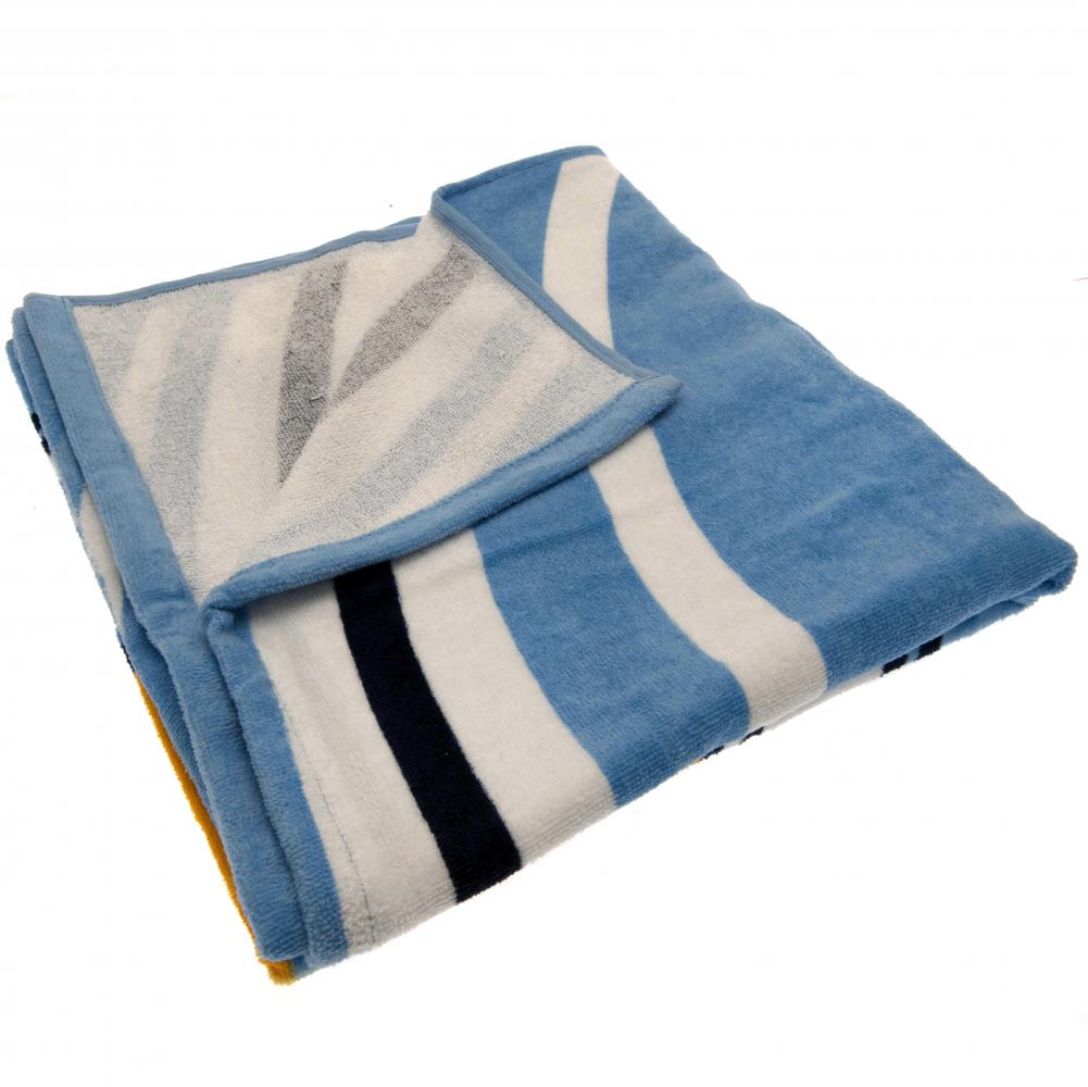 Soft 100% Cotton Velour Manchester City FC Beach Towel with Large Crest