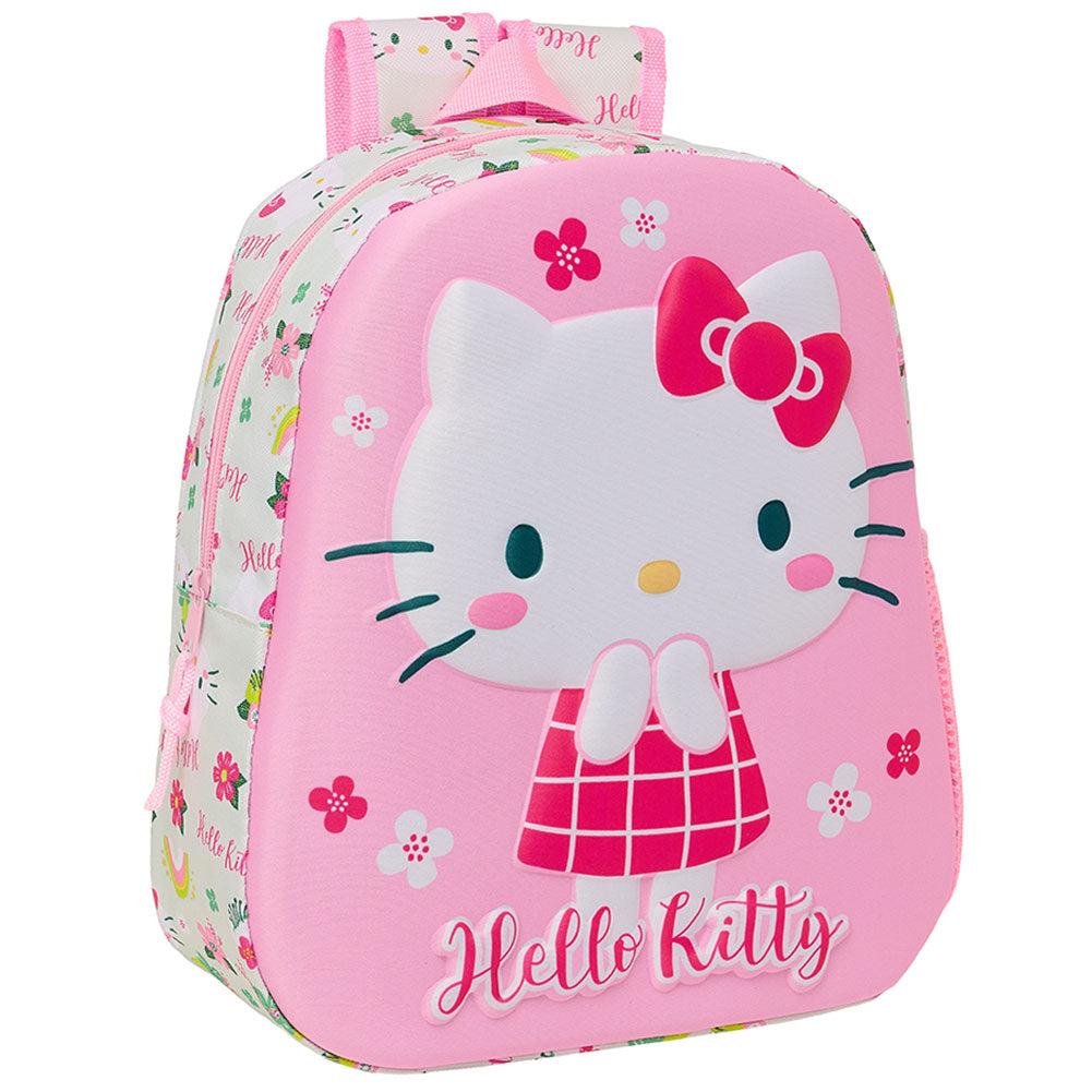 Adorable Pink Hello Kitty Junior Backpack with Floral Pattern