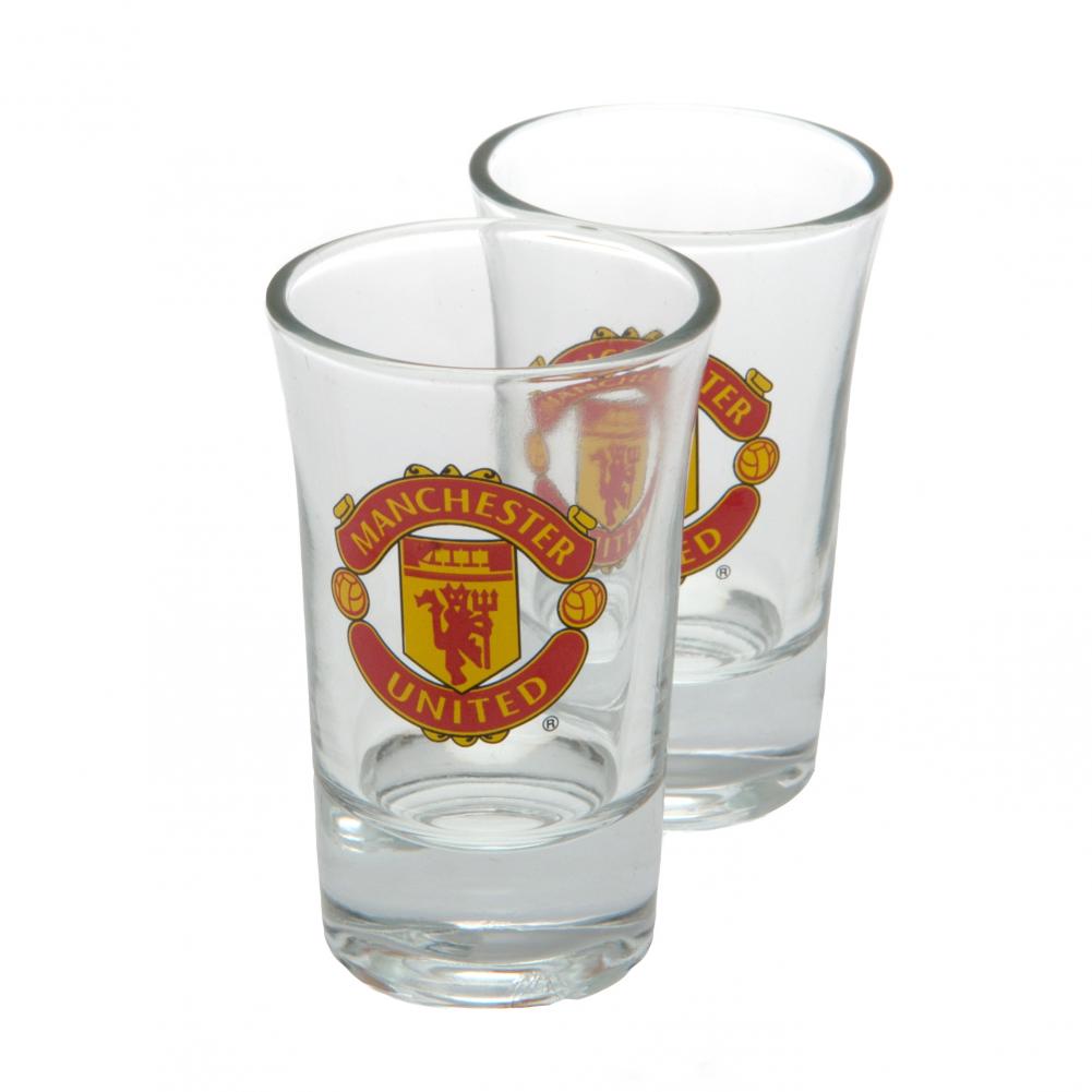 2-Piece Manchester United FC Shot Glass Set with Full-Color Club Crest