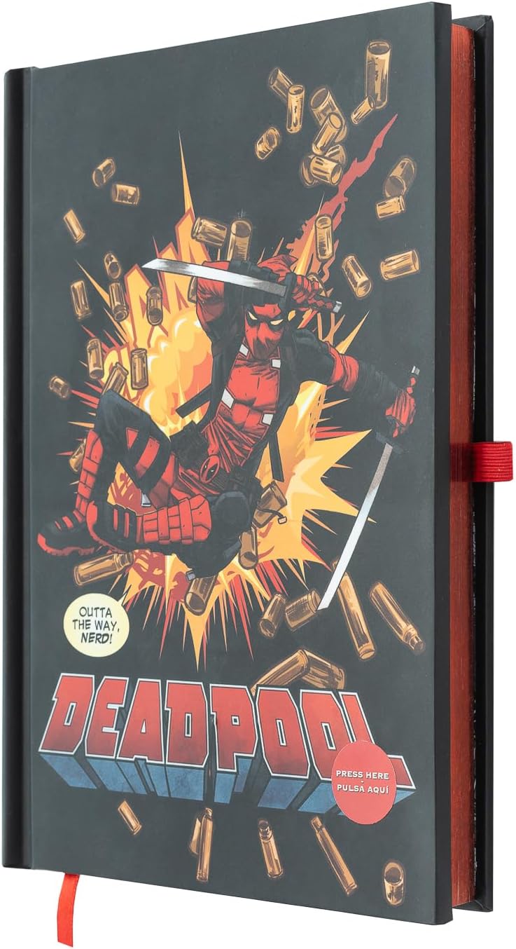 Premium Marvel Deadpool Themed A5 Notebook Featuring LED Lights on the Cover