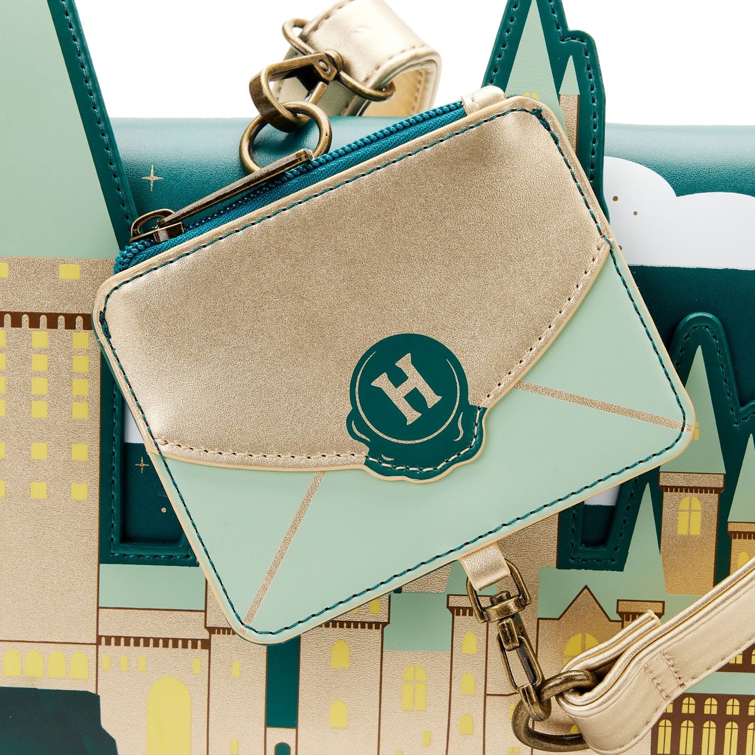 Loungefly Harry Potter Golden Crossbody Bag with Envelope-Shaped Coin Pouch
