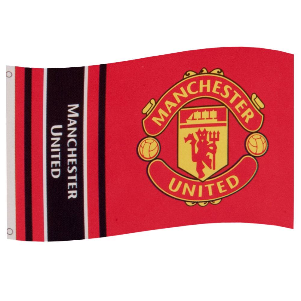 Large 100% Polyester Manchester United Football Club Red Wordmark Flag