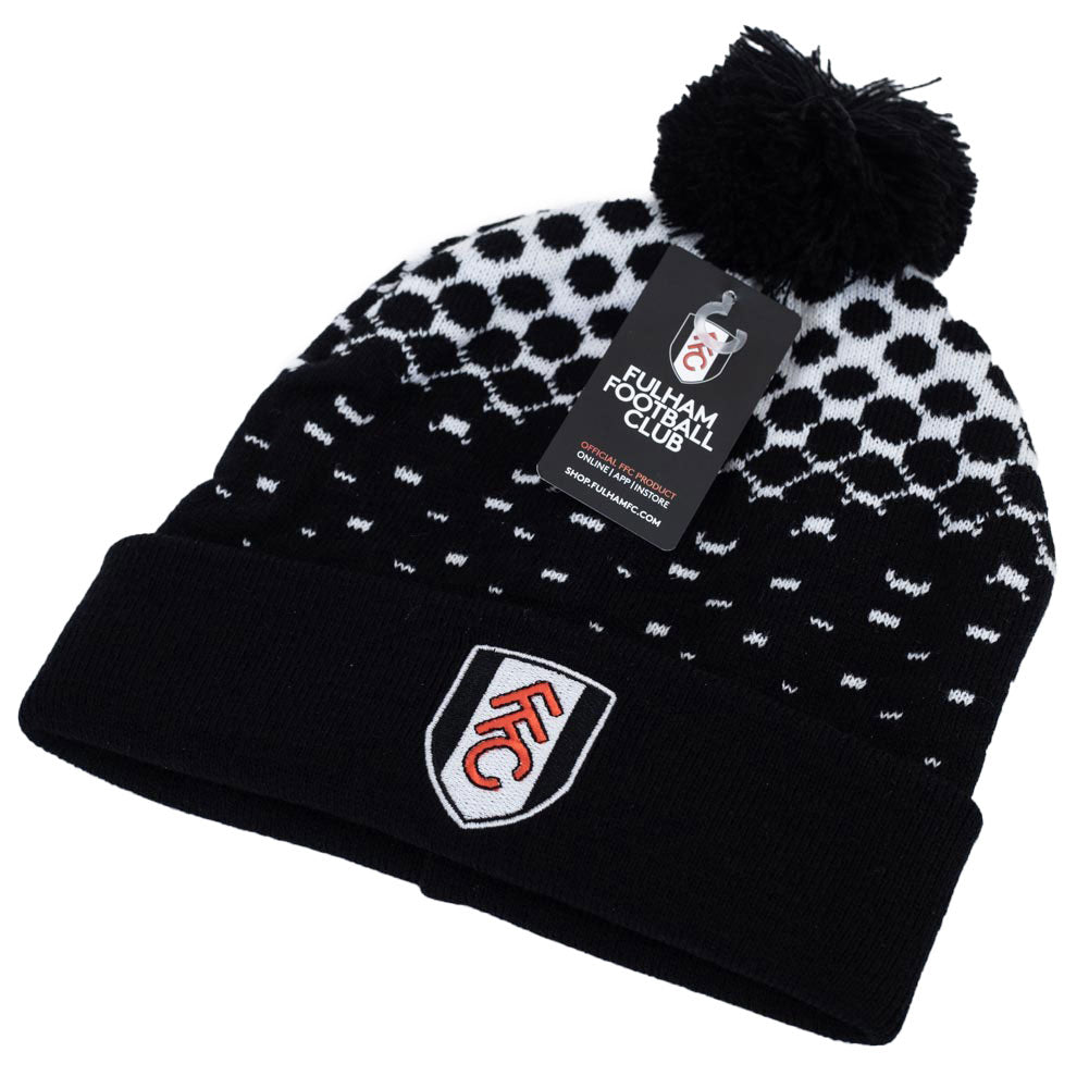 Stylish Fulham FC Black and White Fade Design Ski Bobble Hat - One Size Fits All