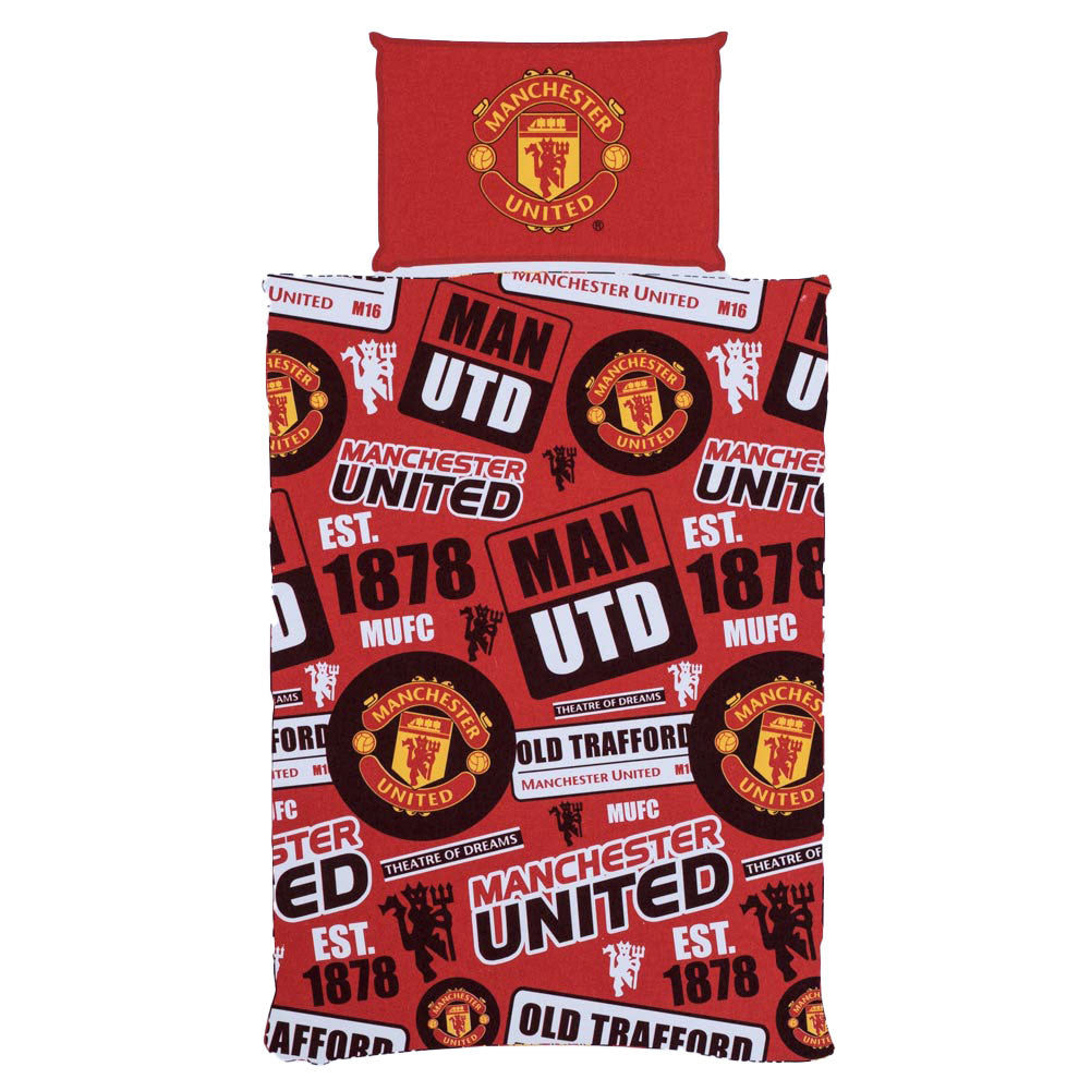 Manchester United FC Single Duvet Set with Striking Patch Design