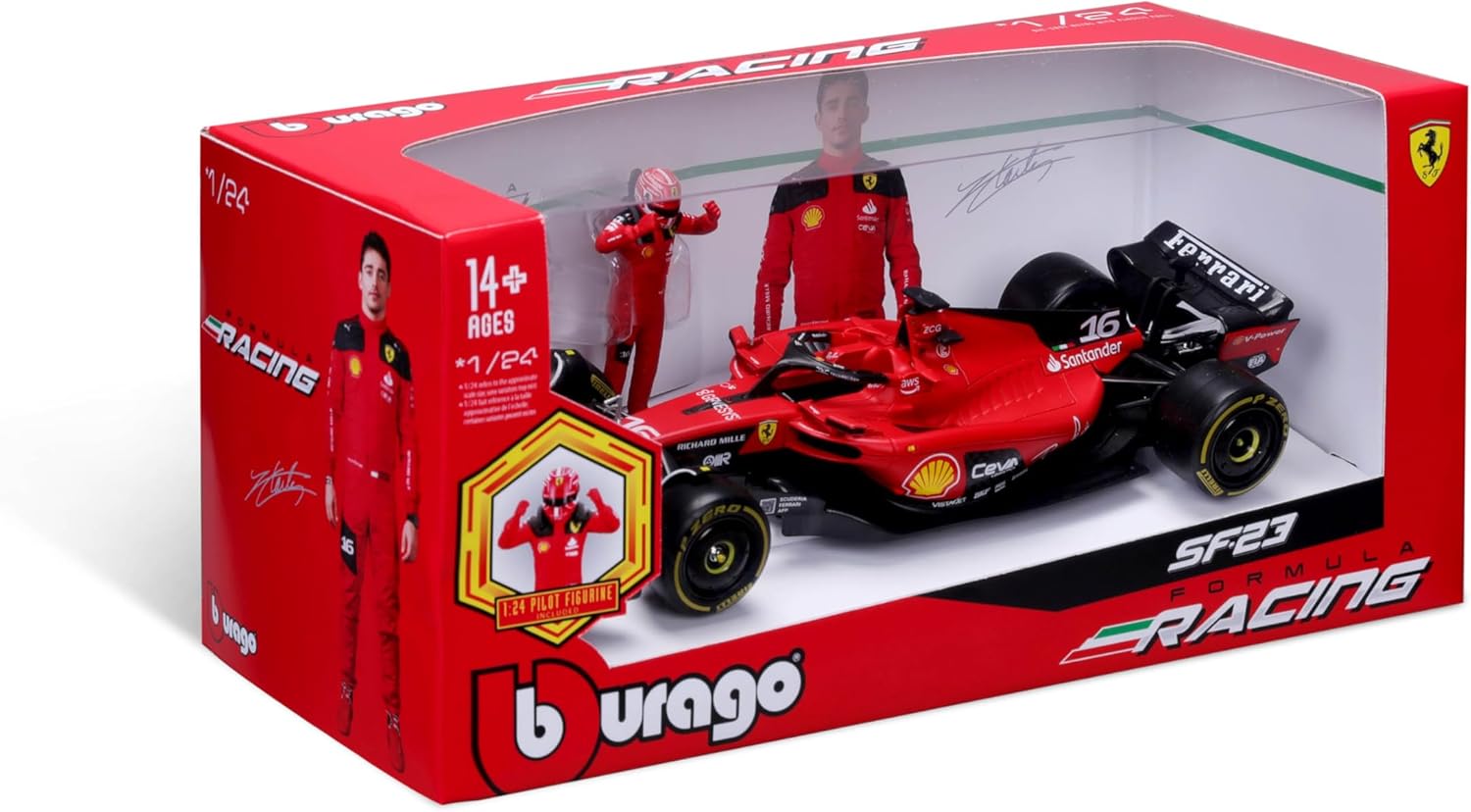 Formula 1 Ferrari SF - 23 Official Die - cast Collectible Model with Charles Leclerc Driver Figure Replica