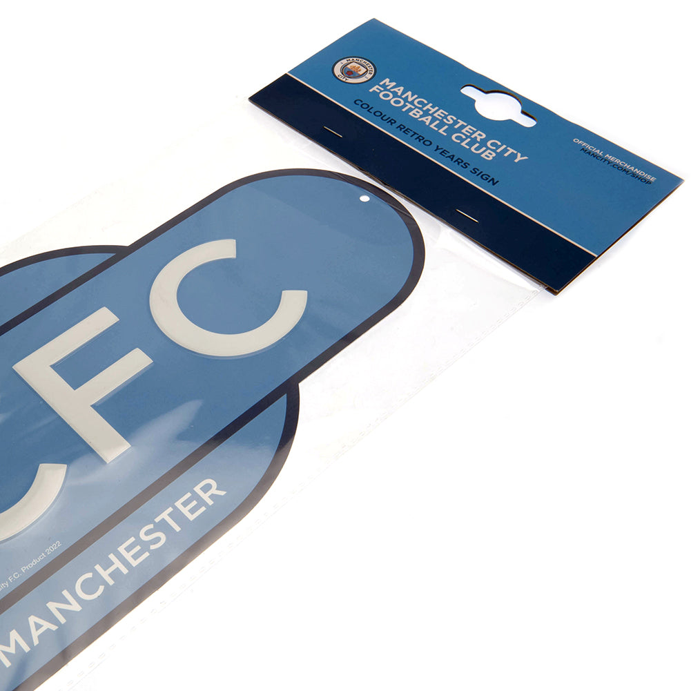 Vibrant Retro Metal Hanging Sign of Manchester City FC