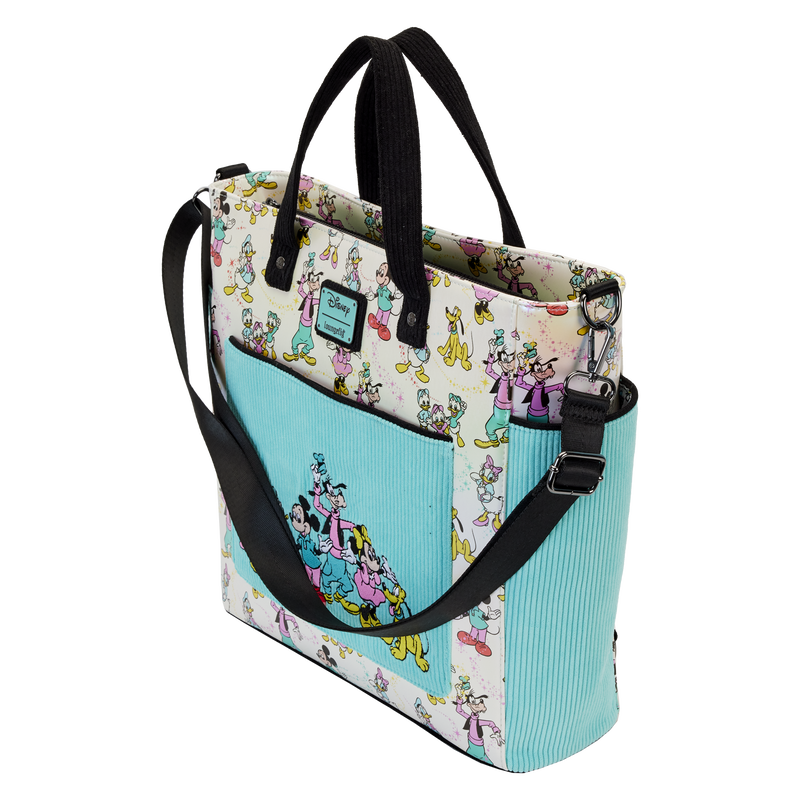 Loungefly Disney100 Mickey & Friends All-Over Print Iridescent Convertible Tote Bag for Celebratory Outings