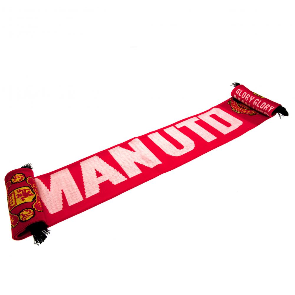 Official Manchester United Football Club Glory Glory Knitted Scarf for Fans