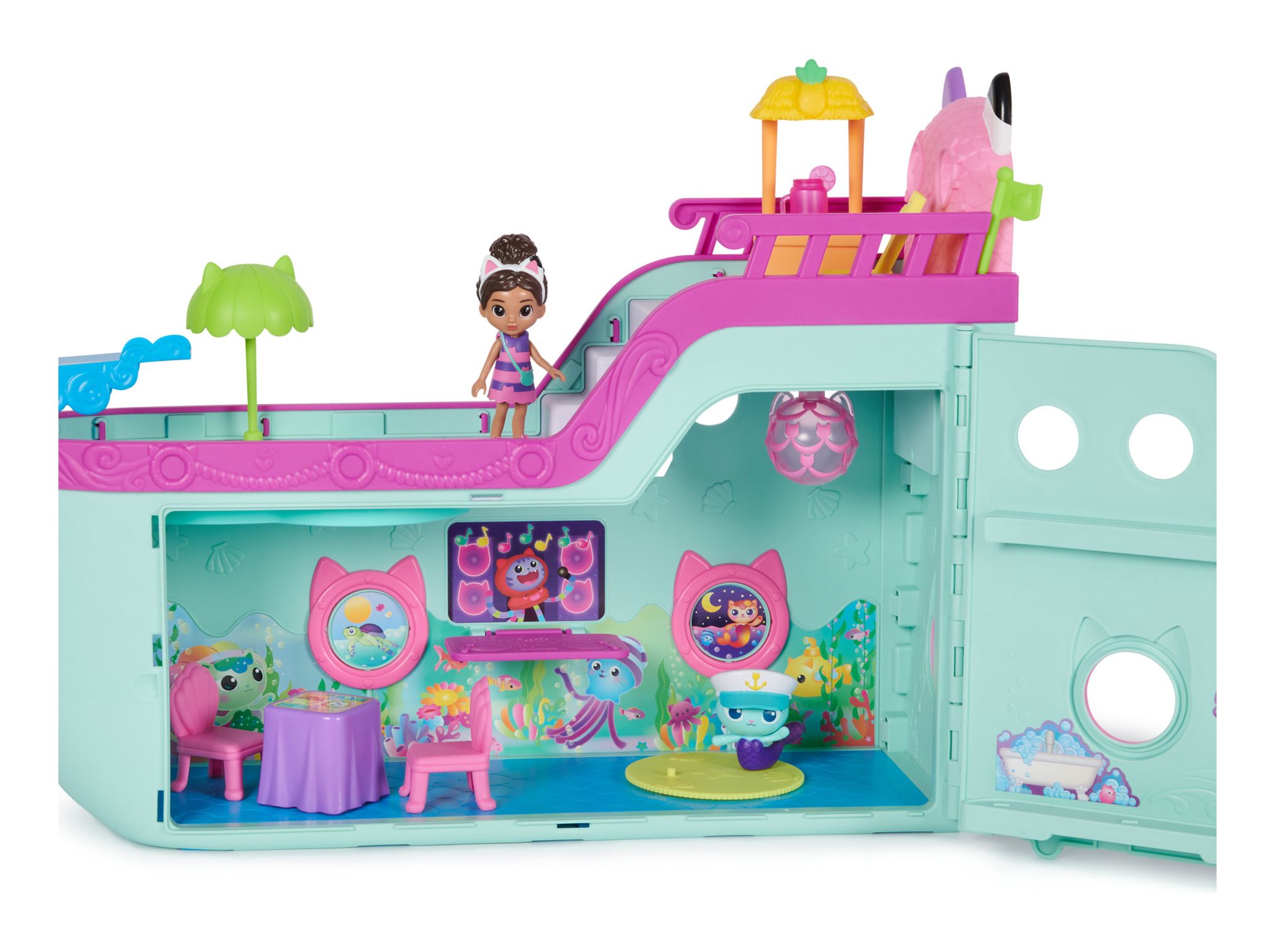 DreamWorks Gabby's Dollhouse Pretend Play Cruise Ship Toy with Multiple Accessories