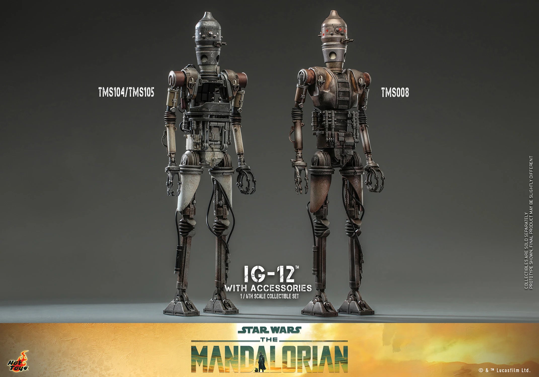 Hot Toys 1/6 Scale Mandalorian IG-12, Grogu & Accessories Collectible Set