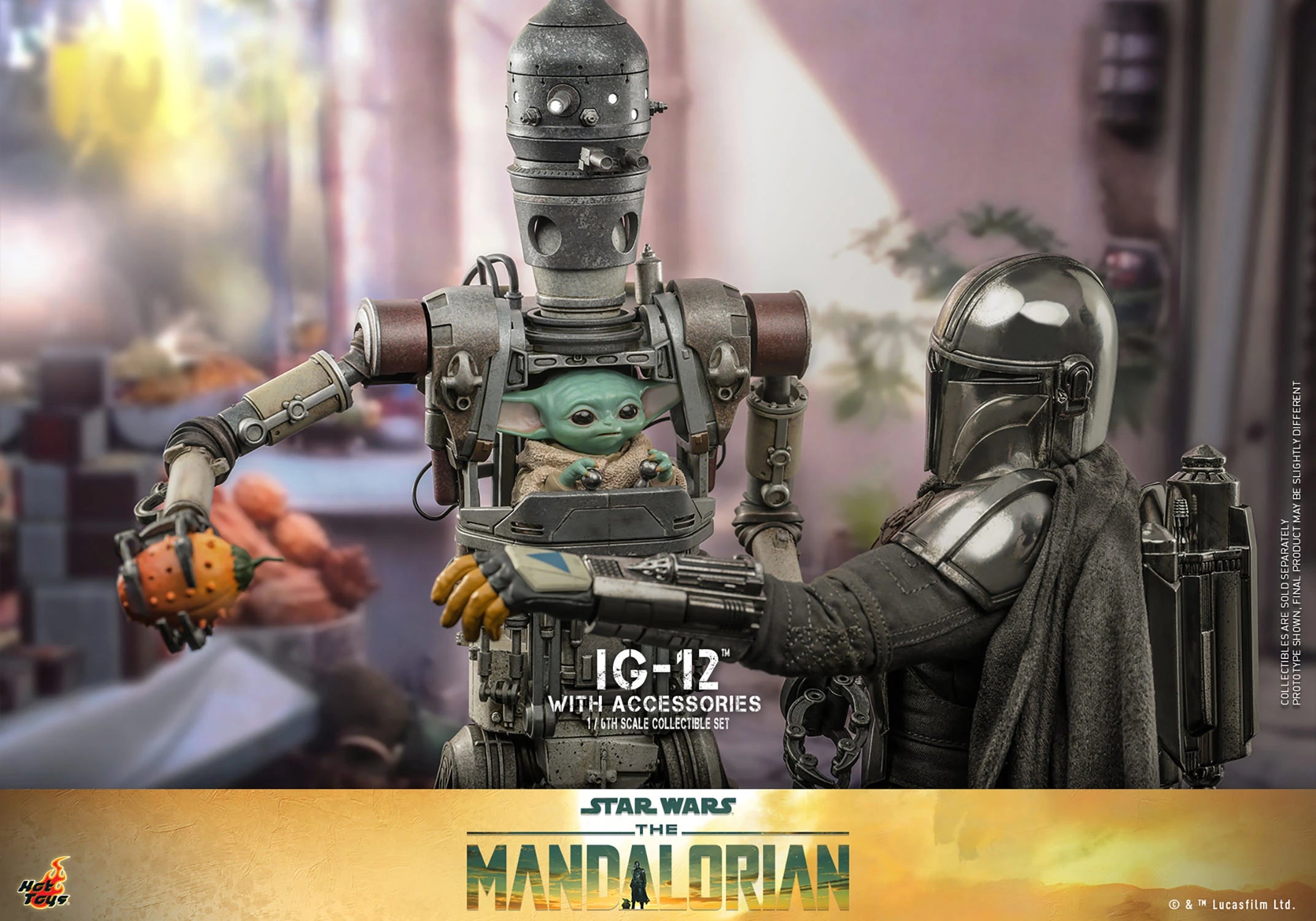 Hot Toys 1/6 Scale Mandalorian IG-12, Grogu & Accessories Collectible Set
