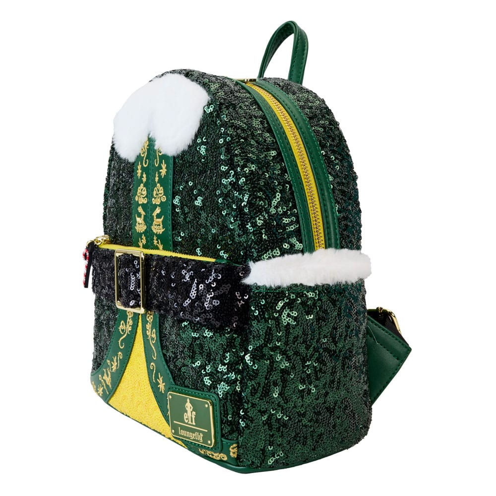 Loungefly Sparkly Sequin Elf Buddy Cosplay Mini Backpack for Holidays
