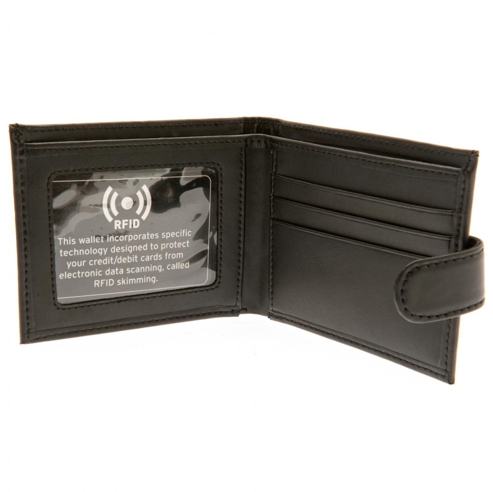 Manchester City FC Stylish RFID-Protected Black Leather Wallet