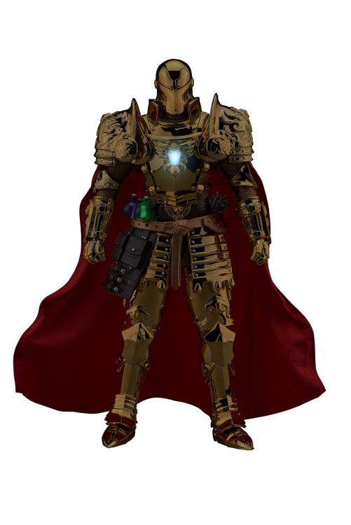 Marvel Dynamic Action Heroes Collectible Figure - Medieval Knight Iron Man with Golden Armor, PX Previews Exclusive Edition