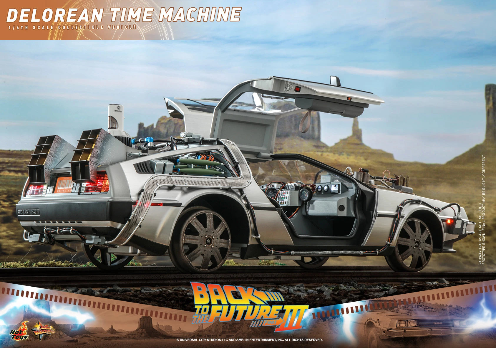 Hot Toys 1/6th Scale Back to the Future Part III DeLorean Time Machine Collectible
