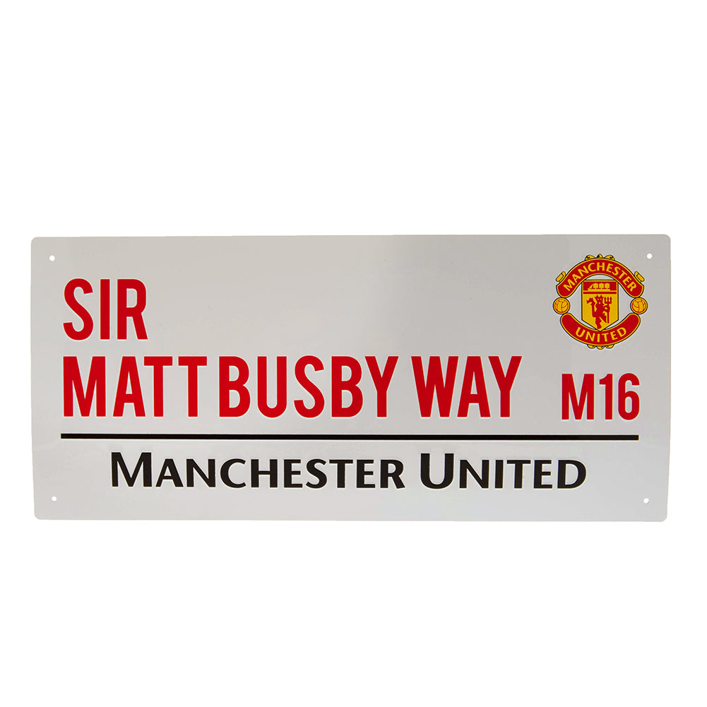 High - Gloss Stamped Metal Manchester United FC Sir Matt Busby Way Wall Sign