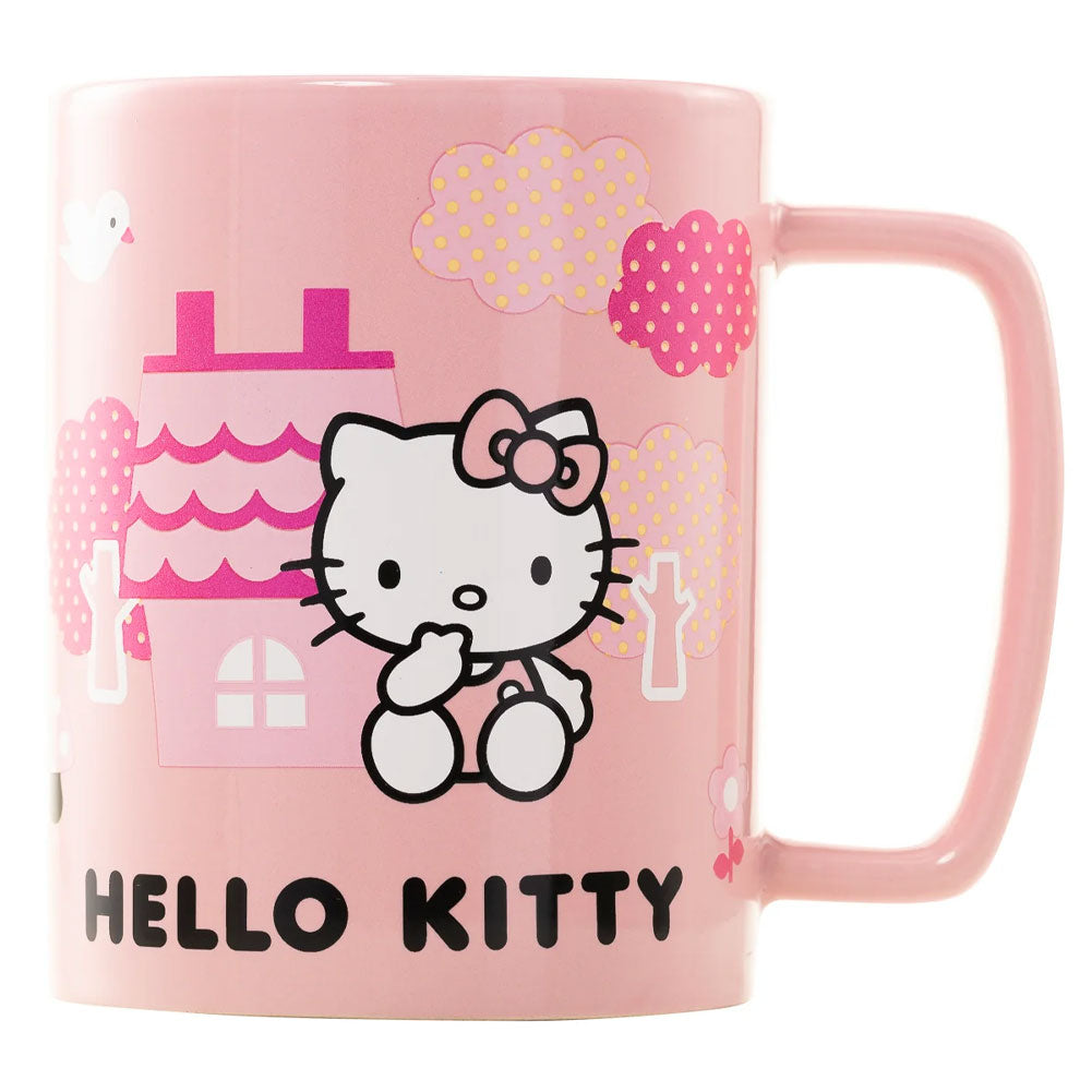 Adorable Hello Kitty Pastel Pink Fuzzy Mug with Removable Fluffy Cover