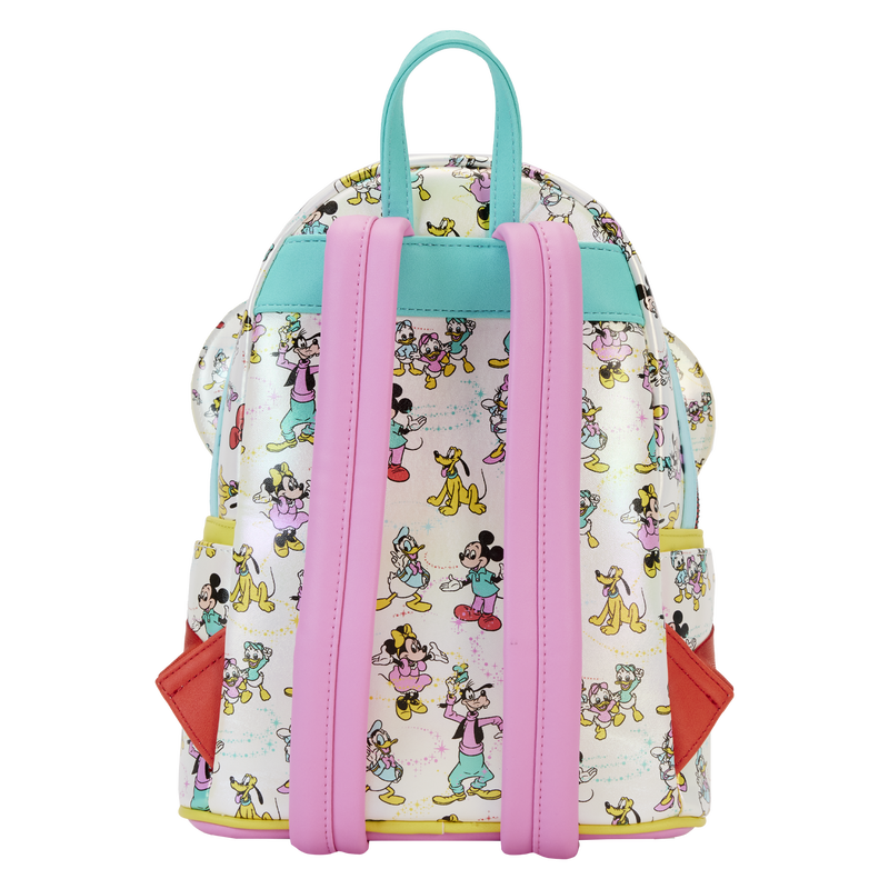 Loungefly Disney100 Iridescent Mini Backpack with Mickey & Friends Print and Ear Headband