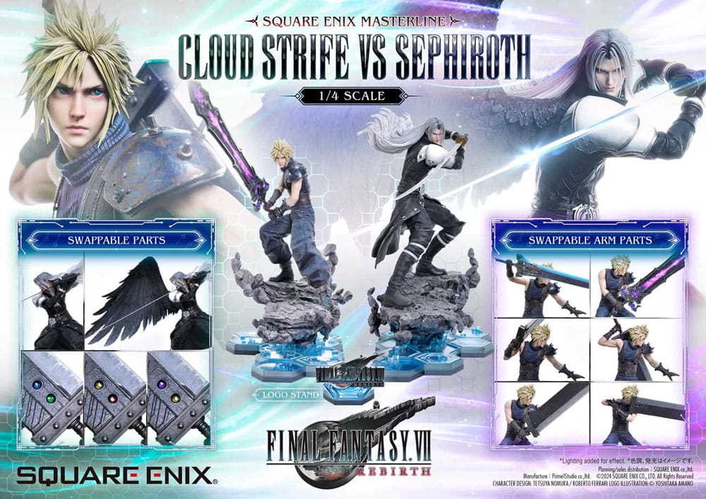 Final Fantasy VII Rebirth 1/4 Scale Cloud Strife vs Sephiroth Masterline Statue