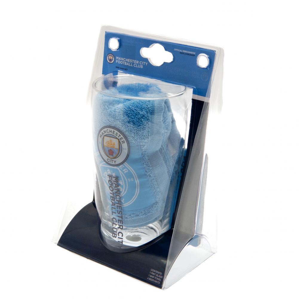 Authentic Manchester City FC Miniature Bar Set with Club Elements