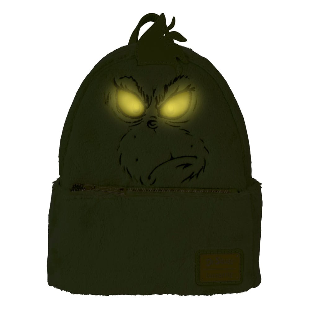 Loungefly Licensed Dr. Seuss' How The Grinch Stole Christmas! Plush and Cosplay-themed Light-up Mini Backpack for Holiday Fans