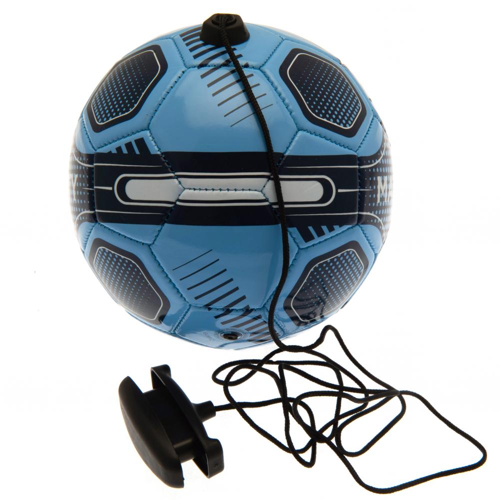 Sky Blue Size 2 Manchester City FC Skills Training Ball with Cord