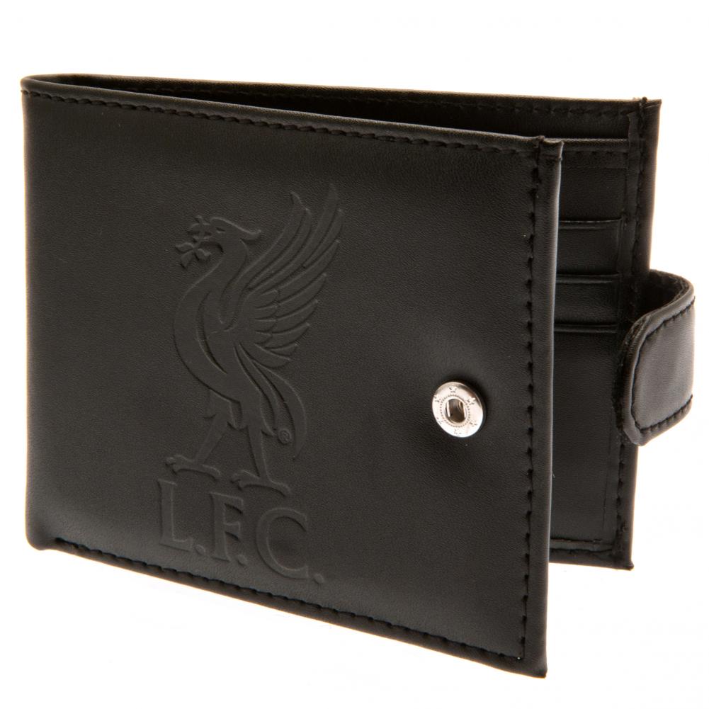 Black Leather Liverpool FC RFID-Protected Wallet with Club Crest