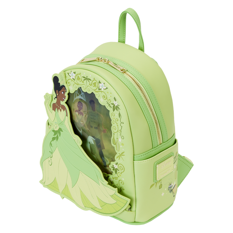 Loungefly Disney Princess and the Frog Tiana Series Lenticular Design Mini Backpack for Fashionable Carry