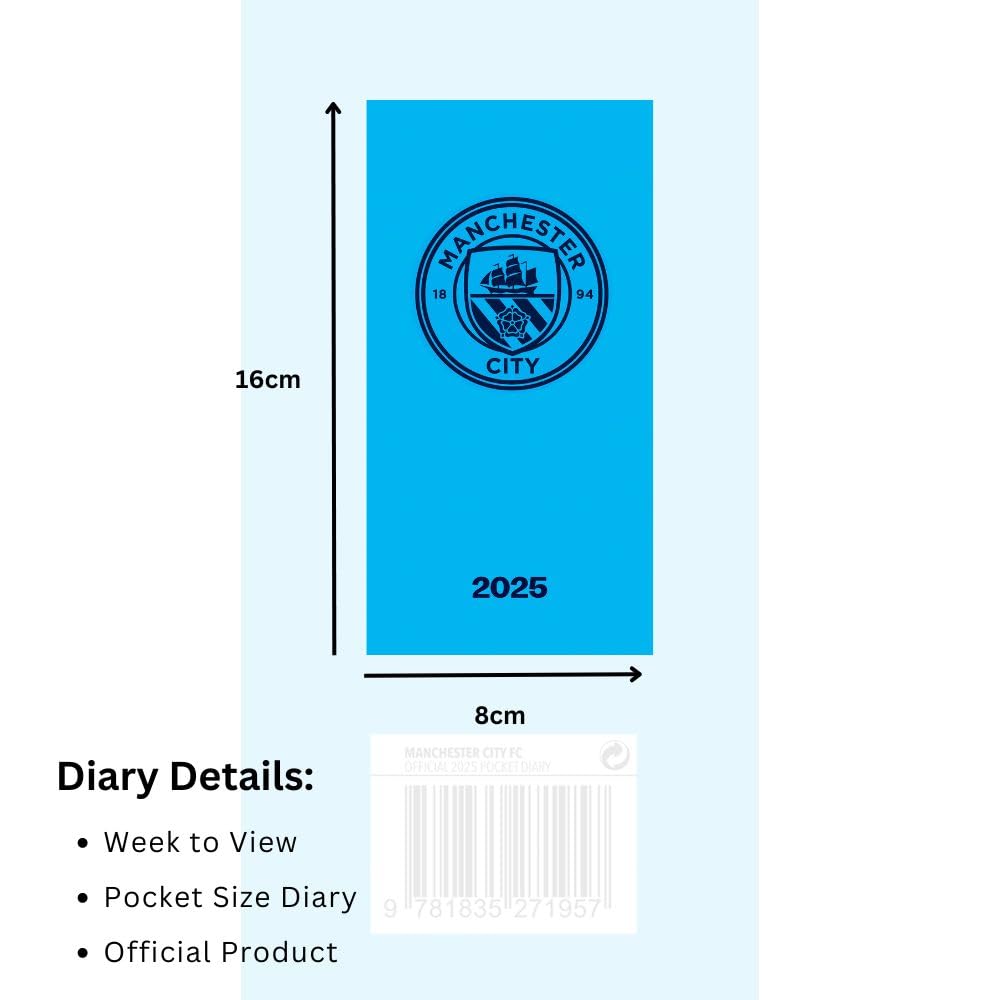 2025 Manchester City FC Slim Light - Blue Hardback Weekly Diary
