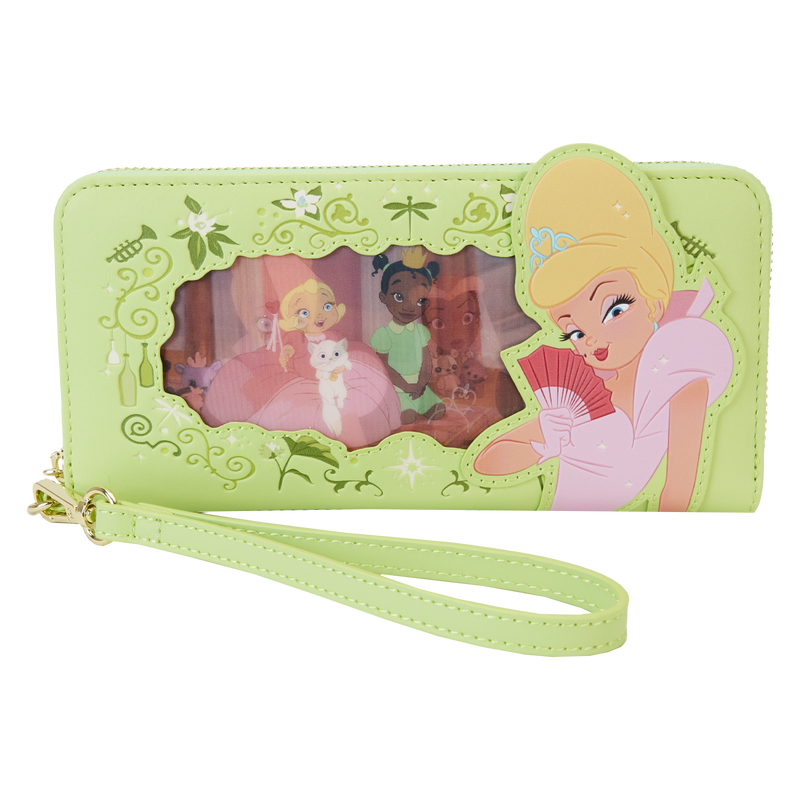 Loungefly Princess and the Frog Tiana Series Lenticular Zip Around Vegan Leather Wristlet Wallet