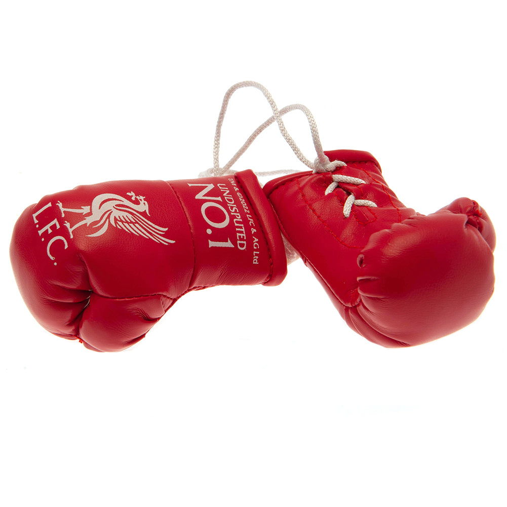 Authentic Liverpool FC Red Miniature Boxing Gloves with Distinctive Design