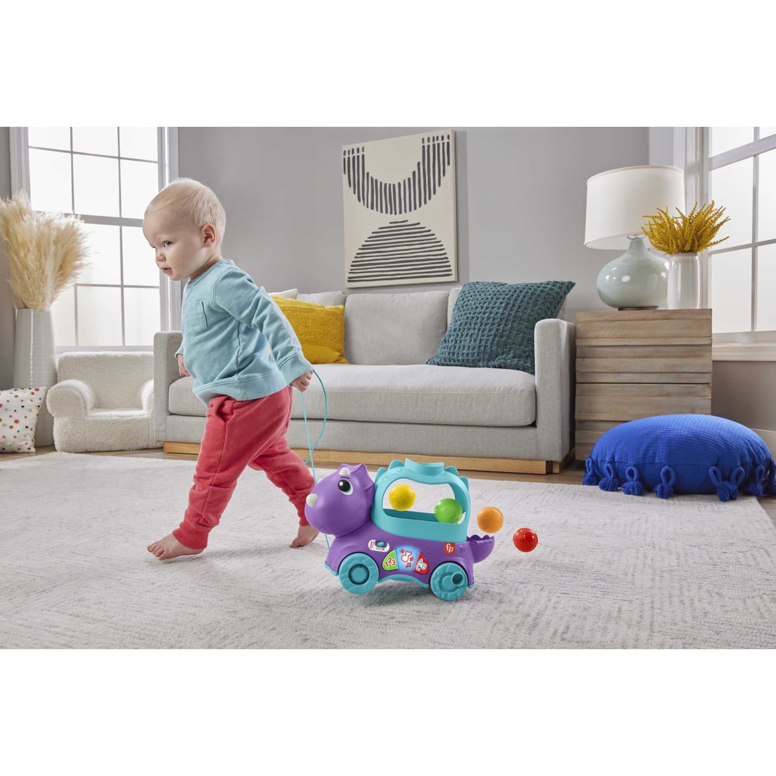 Fisher-Price Interactive Ball Popper Pull Toy - Poppin’ Triceratops for Toddlers' Prehistoric Fun