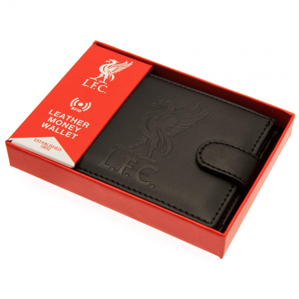 Black Leather Liverpool FC RFID-Protected Wallet with Club Crest