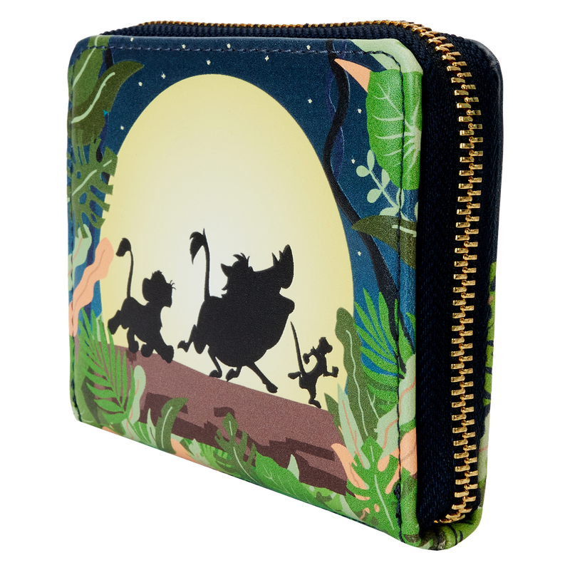 Loungefly Disney The Lion King 30th Anniversary Hakuna Matata Silhouette Style Zip Around Leather-Like Wallet for Everyday Use
