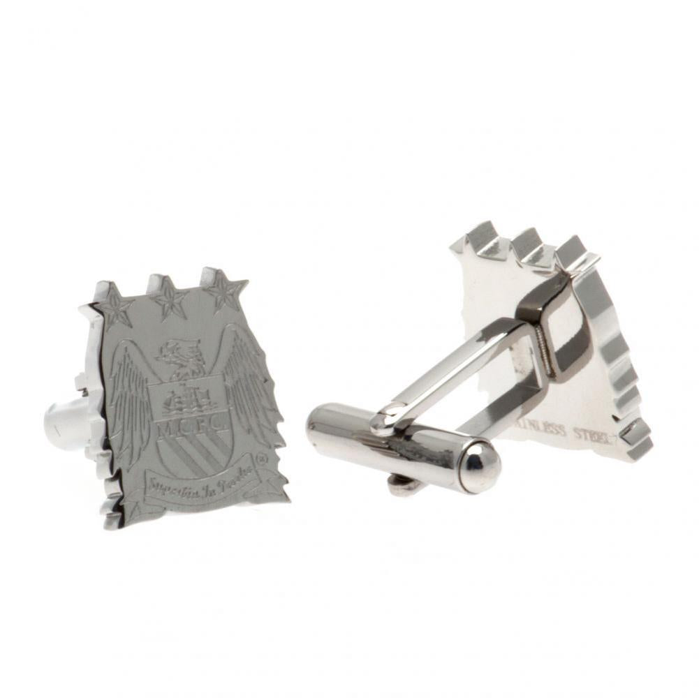 Retro-Style Manchester City FC Stainless Steel Crest Cufflinks