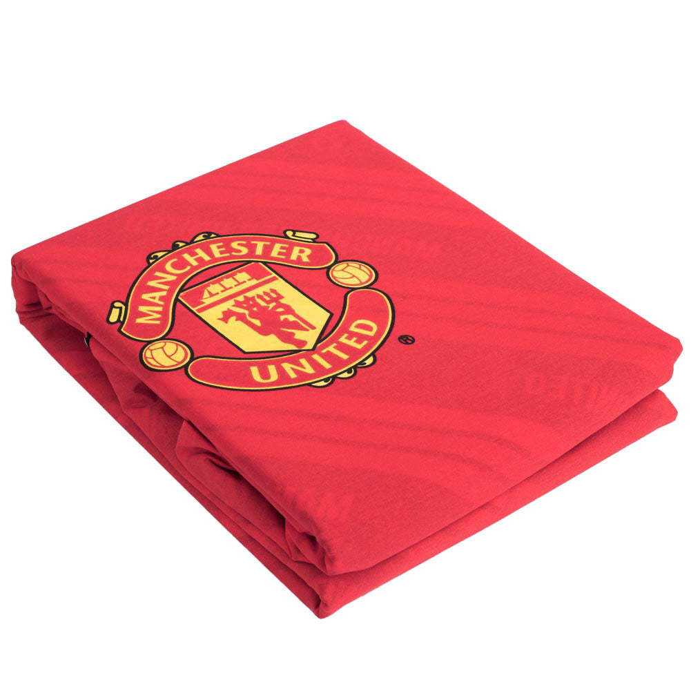 Manchester United Football Club Core Stripe Reversible Double Bed Duvet Set