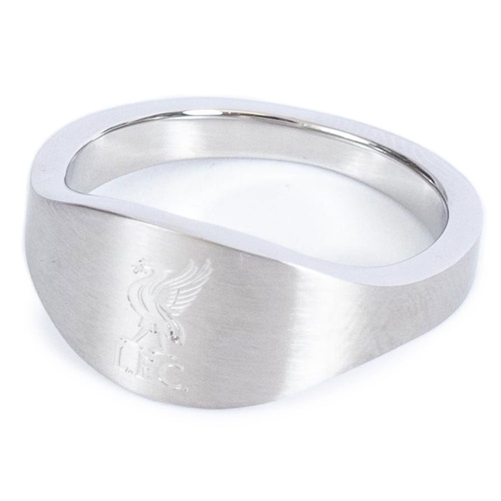 Small Oval Stainless Steel Ring with Engraved Liverpool FC Crest