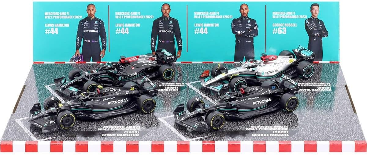 Official 4-Pack Set of Lewis Hamilton's Mercedes-AMG F1 Cars from British GP