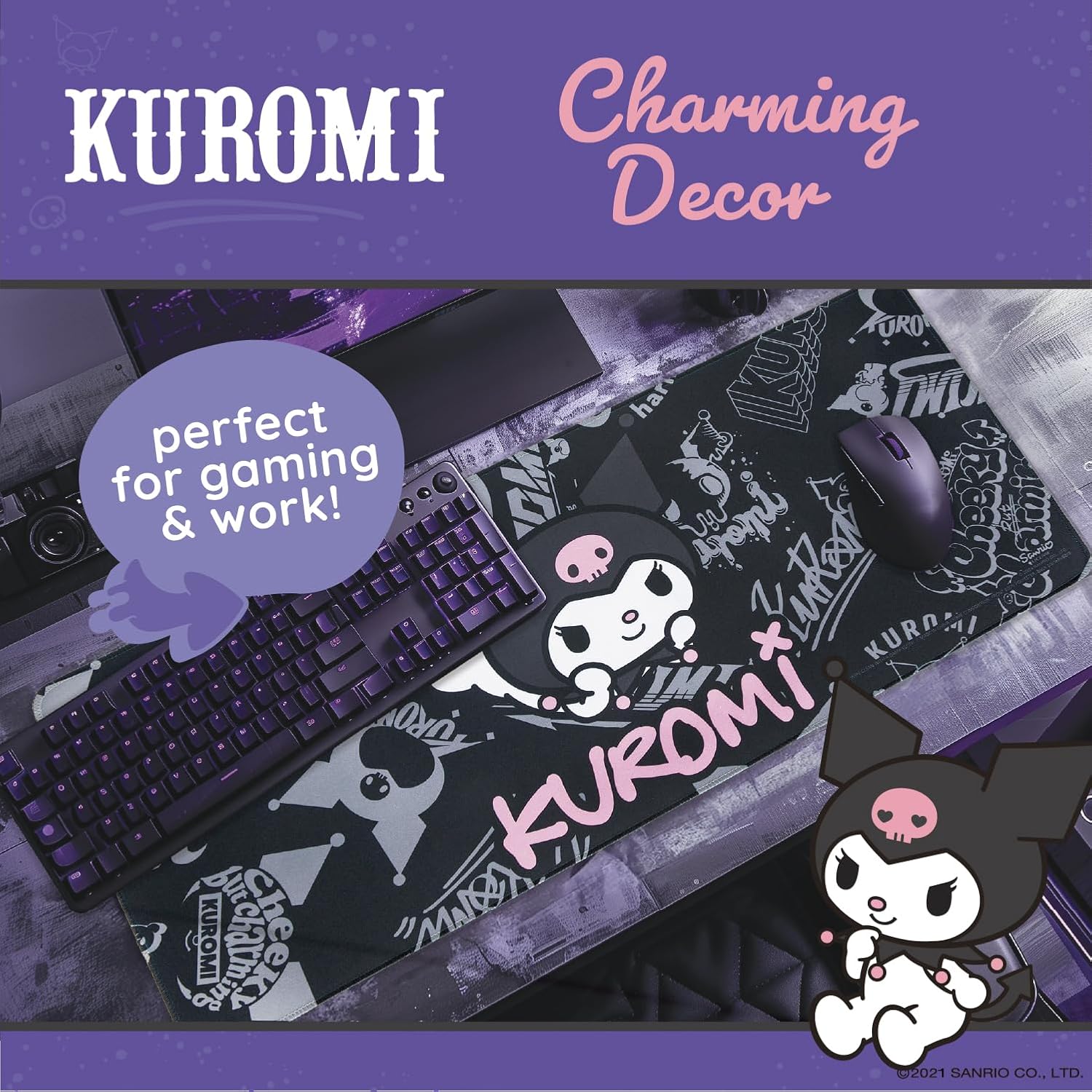 Stylish Hello Kitty & Friends Kuromi-themed Large-sized Desk Mat for Workspace Decoration