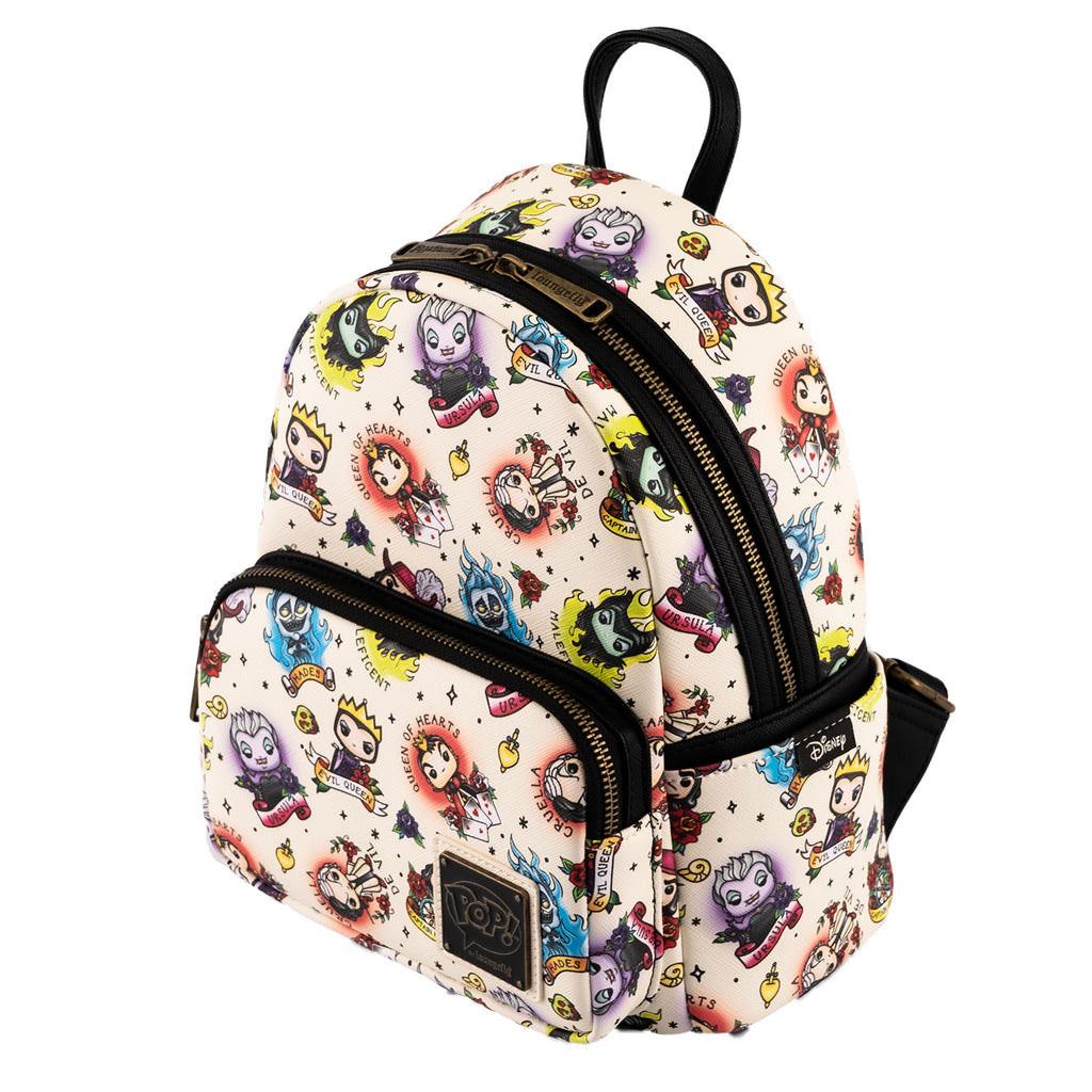 Loungefly Disney Pop! Villains Tattoo All-Over-Print Mini Backpack