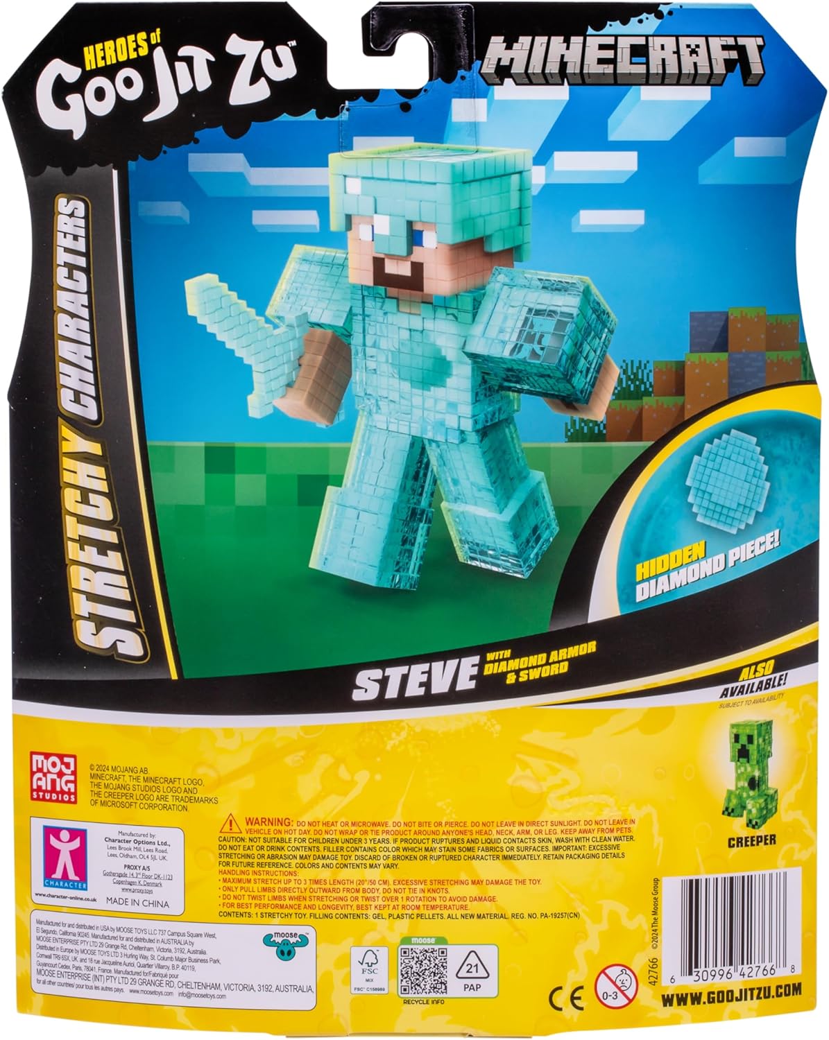 Stretchy Heroes of Goo Jit Zu: Minecraft Steve with Diamond Armor & Sword