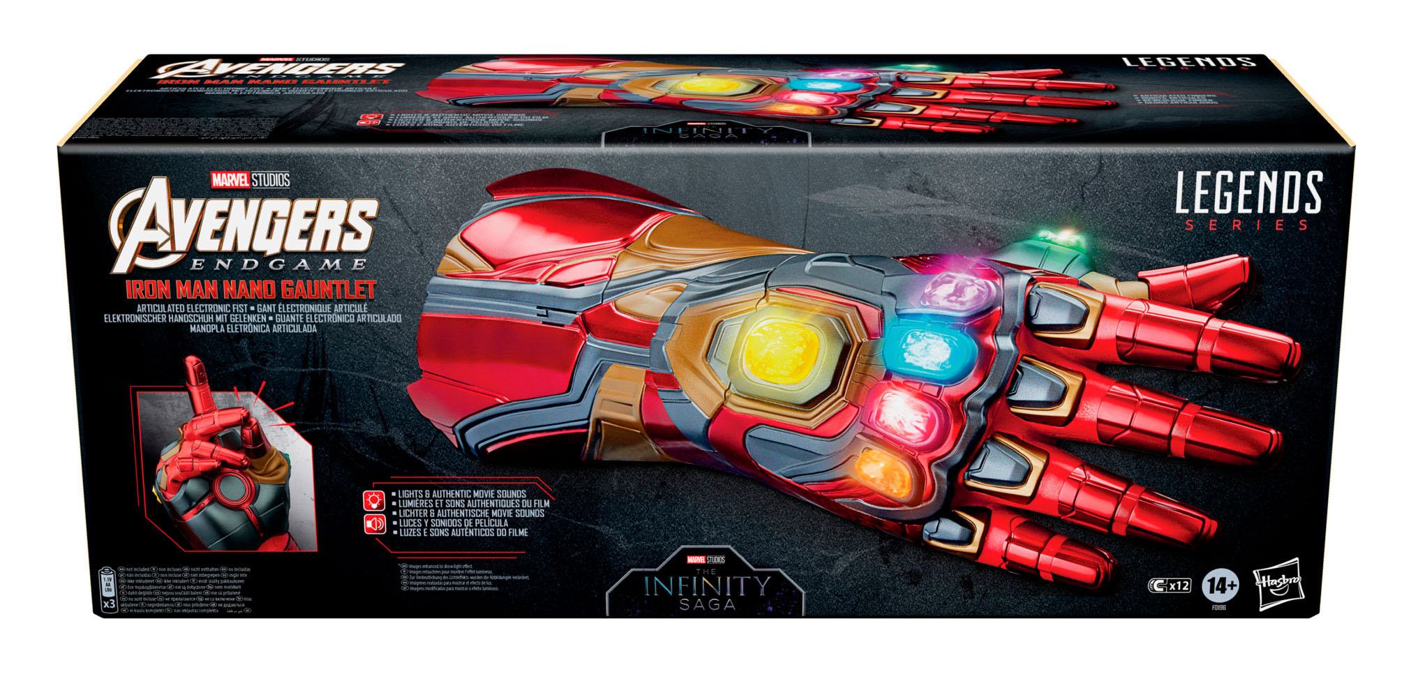 Hasbro's Premium Marvel Legends Series Articulated Electronic Iron Man Nano Gauntlet Collectible Toy