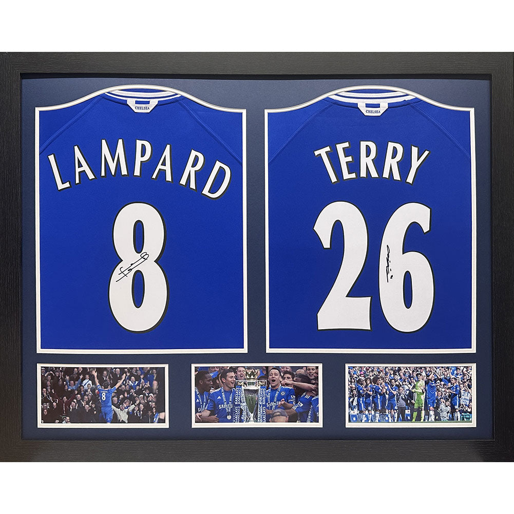 Frank Lampard and John Terry Dual-Signed Framed Chelsea FC 2000 Replica Shirts