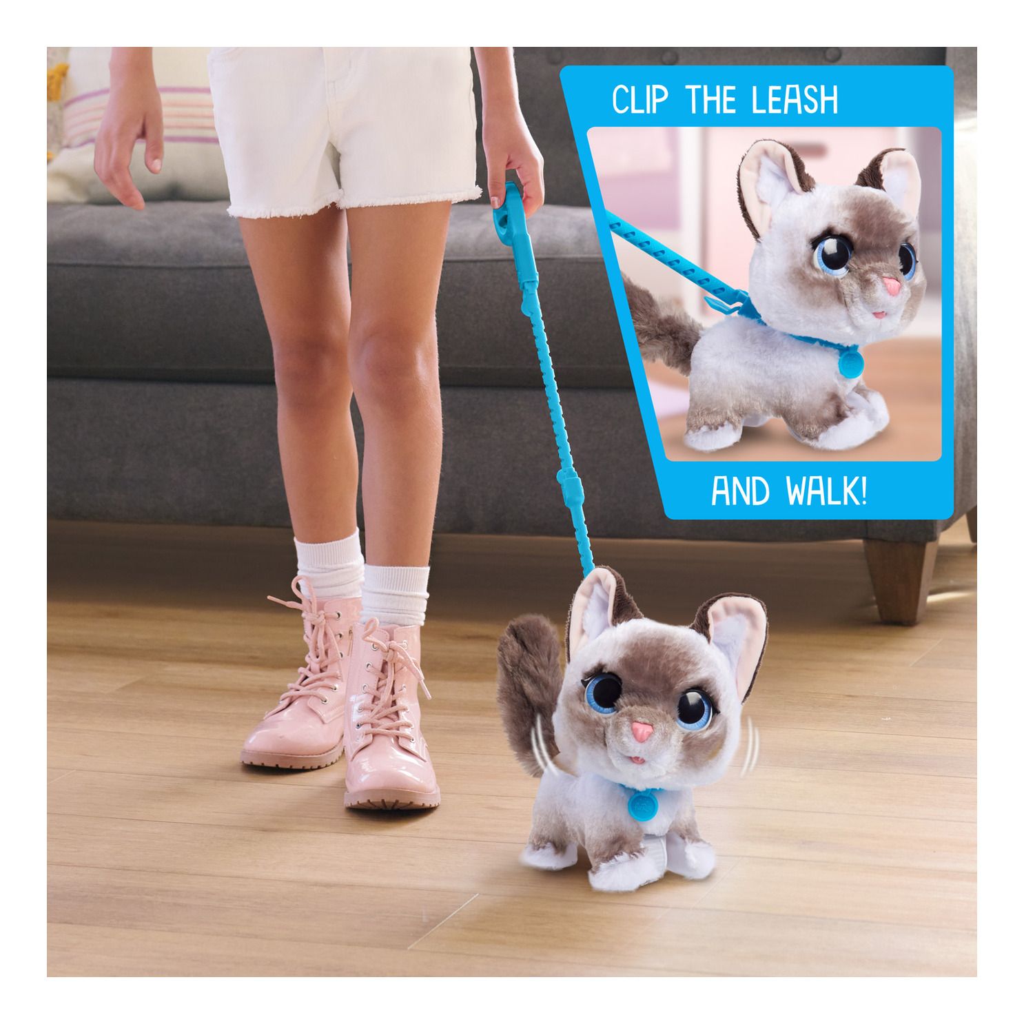 FurReal Interactive Wagging Kitty Toy - Gray and White Ragdoll Style