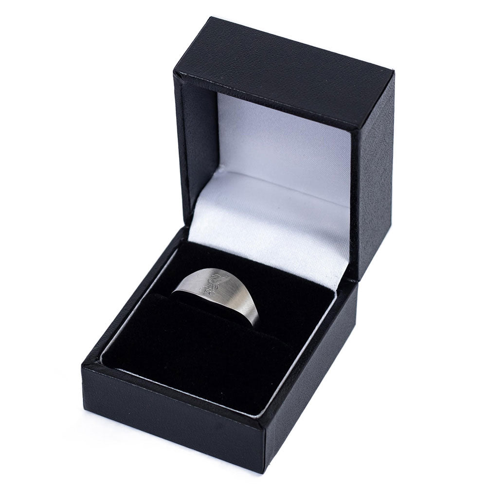 Small Oval Stainless Steel Ring with Engraved Liverpool FC Crest