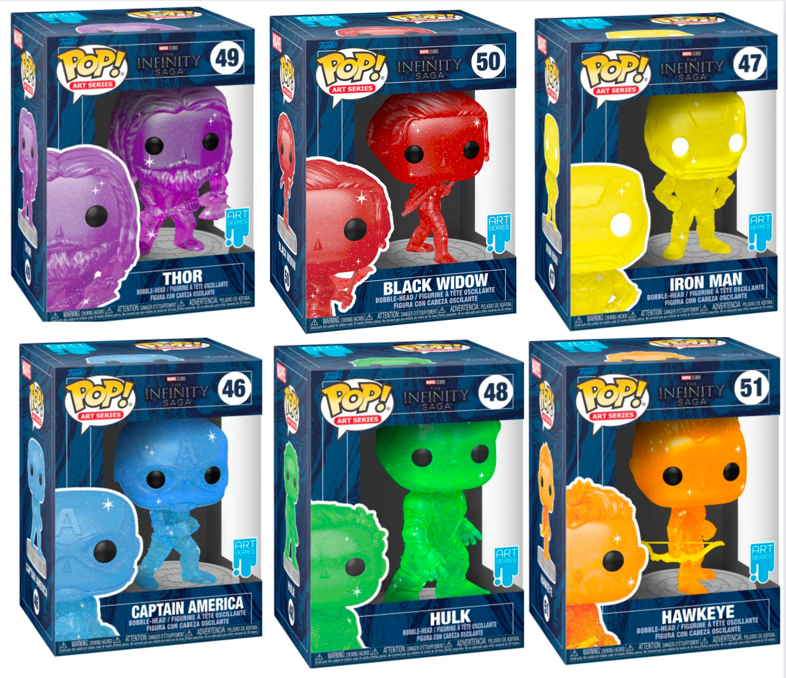 Complete Bundle of 6 Marvel Avengers Infinity Saga Artist Series Funko Pop Vinyl Collectible Figures