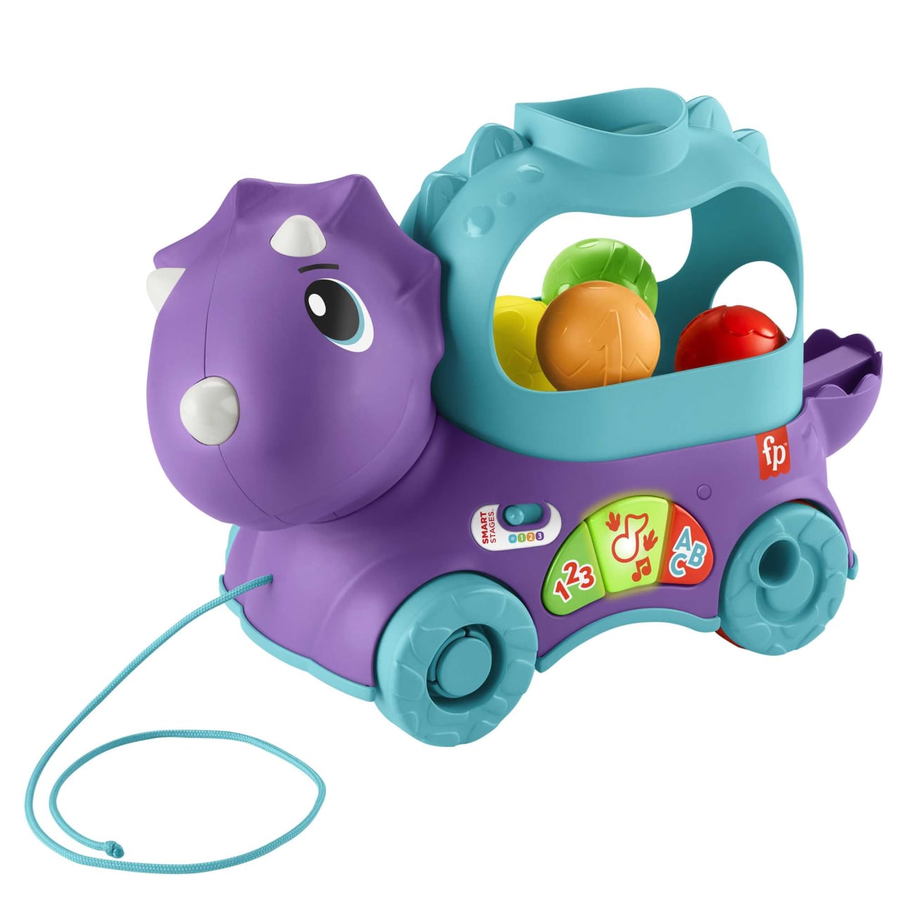 Fisher-Price Interactive Ball Popper Pull Toy - Poppin’ Triceratops for Toddlers' Prehistoric Fun