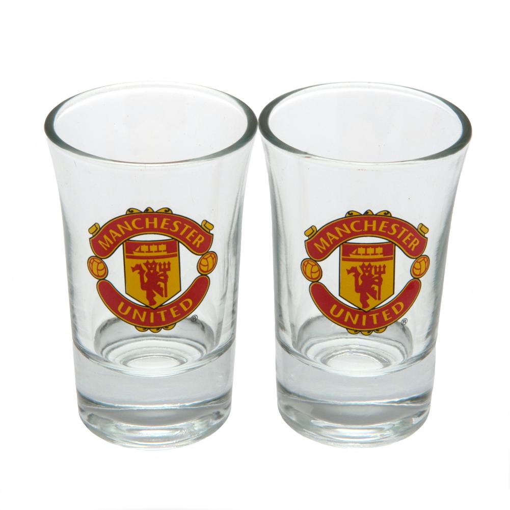 2-Piece Manchester United FC Shot Glass Set with Full-Color Club Crest